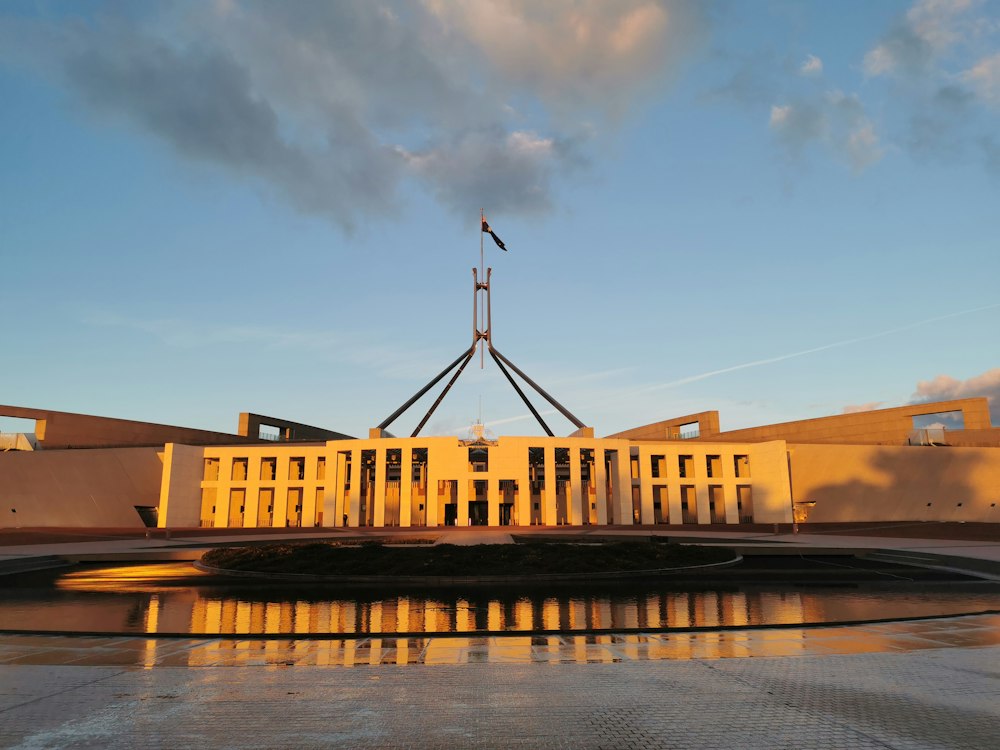 Parliament House in Canberra at sunset